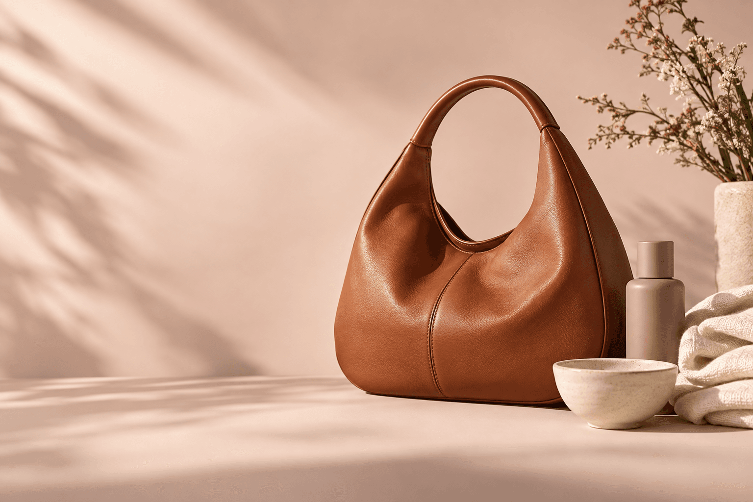 Tan everyday shoulder bag, sample product